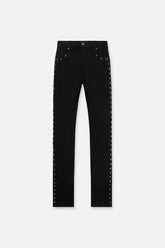 RTA Bryant Black Cross Jeans at Gravity NYC